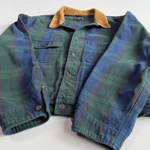 VNTG Ralph Lauren Polo Country (XL) Black Watch Denim Western Trucker Jacket image 4