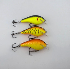 (3) Lee Sisson Premium Balsa Wood Squarebill Crankbait Fishing Lures Lot of 3
