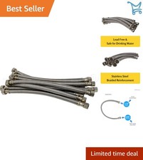 10-Pack Stainless Steel Braided Faucet Supply Lines 24 Inch Lead-Free Plumbing