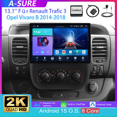 13.1'' 4+64G 2K Für Renault Trafic 3 Opel Vivaro B Carplay Autoradio GPS NAVI SWC