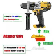  fits Milwaukee M18 Li-Ion Batteries Convert To for Dewalt 20V MAX Tools Adapter