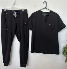 FIGS Black Catarina XL Scrub Top Zamora Jogger Pants Set Medical Nurse