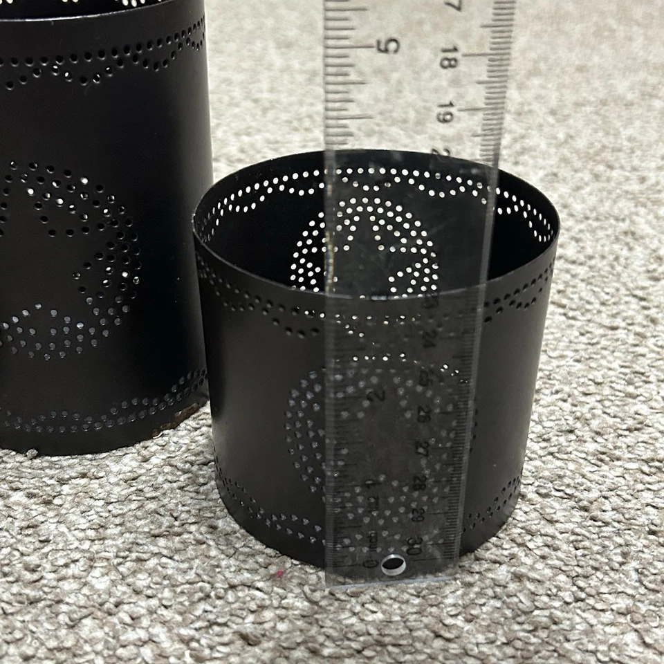 Punched Hole Star Pattern Tin Metal Rustic Candle Holders One Large Two Small - Image 4 of 4