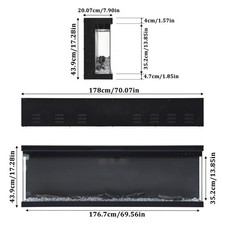 50/60/80" Electric Fire Media Wall Glass Fireplace LED Free Stand/Insert Mounted