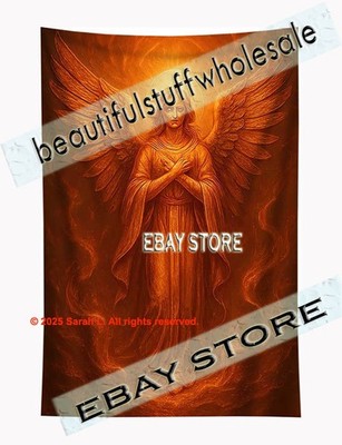 Fire Seraph Tapestry Fantasy Wall Art divine Cloth Poster 59X82 in