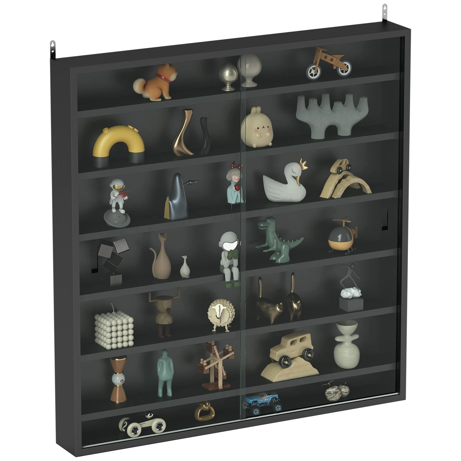 HOMCOM 7-Tier Wall Display Cabinet w/ Shelves Glass Doors, Black
Opens in a new window or tab