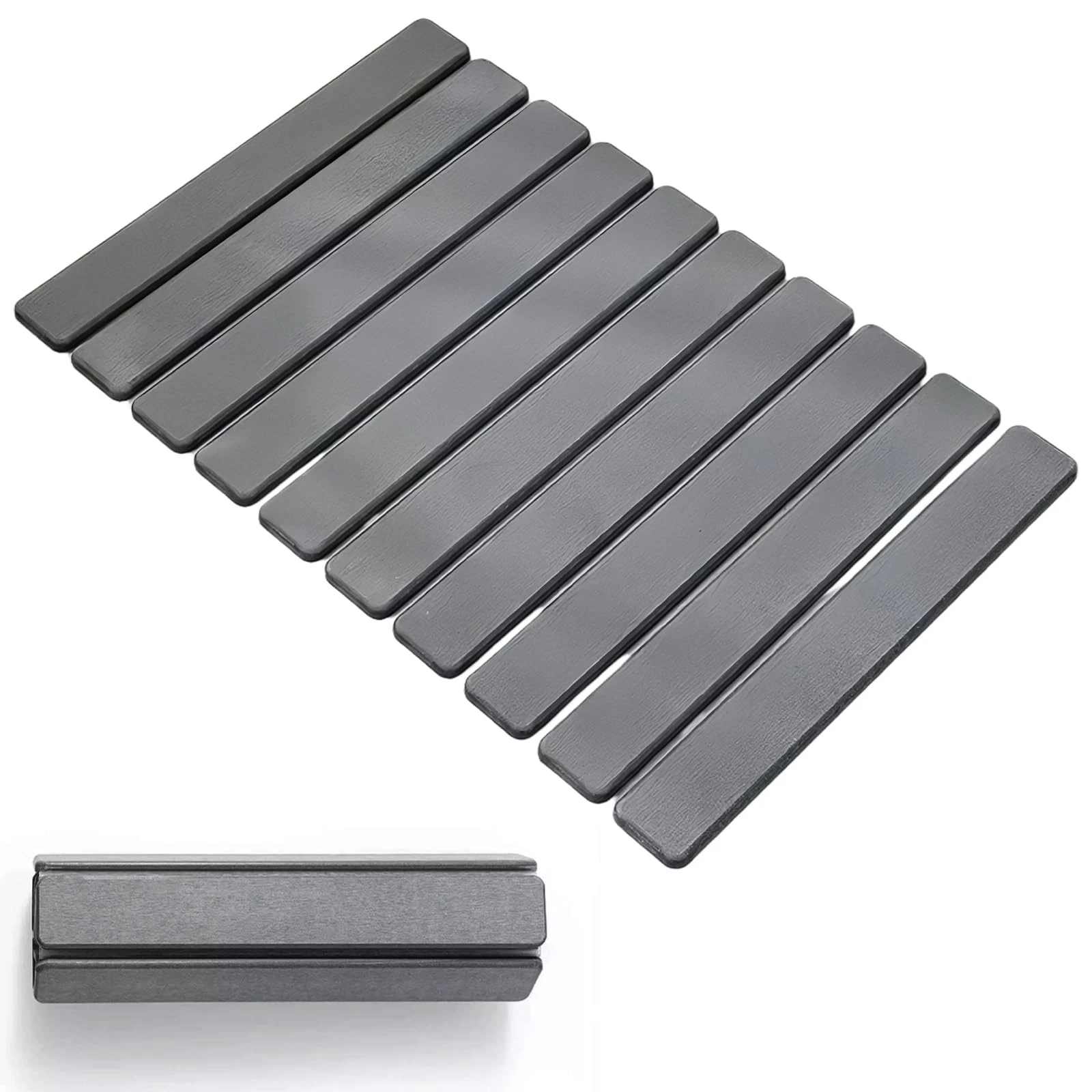 Foldable Stone Bath Mat, Super Absorbent 1'4" x 1'11" (Rectangular), Grey