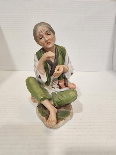 Homco Asian Old Women Ceramic Figurine 7" 1431 Vintage - Picture 10 of 12