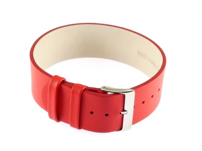 Feinstes Leder Durchzugs-Uhrenarmband Modell Luzern rot 16 mm