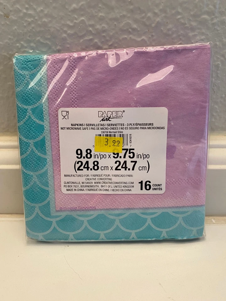 Mermaid Shine Party Supplies Beverage Napkins 16 ct. - Image 2 of 2