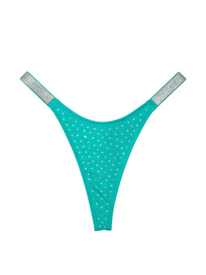 VICTORIA'S SECRET SWIM Shine Strap Rhinestone Embellished Bikini Thong Aqua Teal