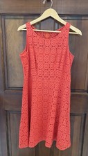 Women’s Sleeveless Crochet Lace Dress Orange Lined Nine West