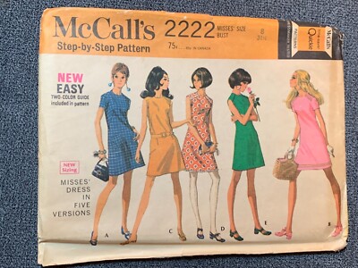 Vintage McCalls 2222 Misses Dress Pattern Size 8 1969 Uncut