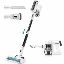MOOSOO S2: 2 in 1, Cordless Lightweight Stick Vacuum Cleaner HEPA - White