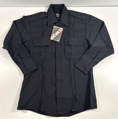 LARGE ELBECO MENS Z314N TexTrop2 ZIP L/S POLYESTER SHIRT MIDNIGHT NAVY 16.5 X 33