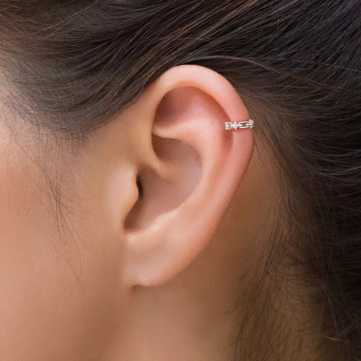 Diamond Helix Ear Cuff White Gold - J. LUU