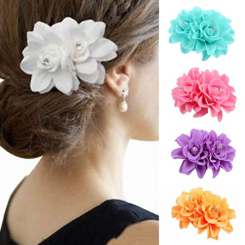 Doppelte Rose Blumen Haar Clip Braut Haarnadel Brosche Stift Hochzeit Trauzeug >