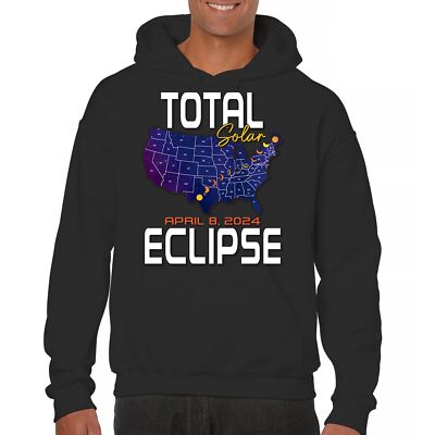 Total Solar Eclipse Map Sweatshirt April 8 2024 Watch Party Sun Moon Hoodie