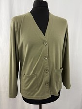 Womens Poppy cardigan Button Up Green Cotton Size 16