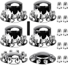 Chrome Hub Cover Semi Truck Wheel Kit Axle Cover 2 Front 4 Rear Thread-on Lug