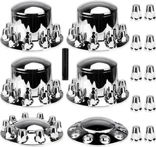 Chrome Hub Cover Semi Truck Wheel Kit Axle Cover 2 Front & 4 Rear
