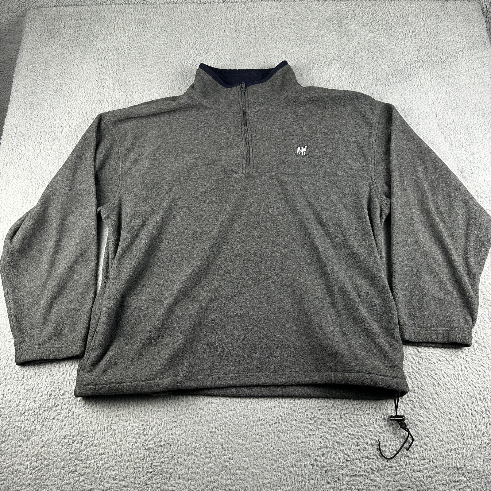 Vintage Big Dogs Fleece Jacket Mens XL 1/4 Zip Gray Black Pullover Sweater