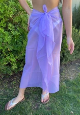 Sheer Sarong Lavender Solid Beach Bikini Cover-up Wrap Skirt Dress