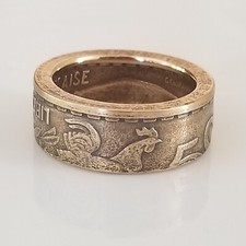 France Liberate Coin Ring  50 Francs liberty equality fraternity  French Coin