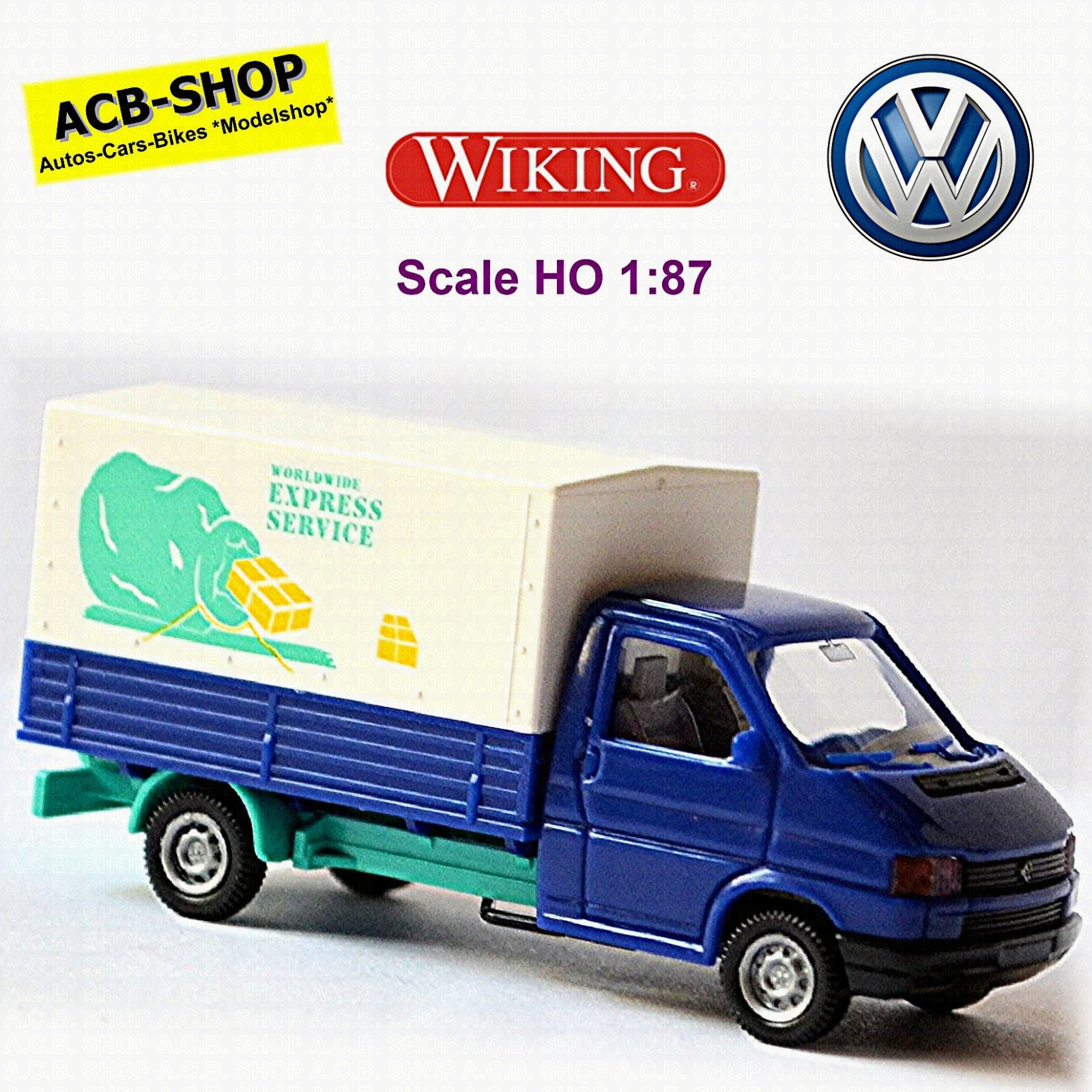 VW T4 Flatbed/Tarpaulin 1990-2003 Worldwide Express Service 1:87 Wiking 298 03