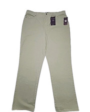 Gloria Vanderbilt Amanda Pant Twill Jean Stretch Green Taper Size 18 Average NEW