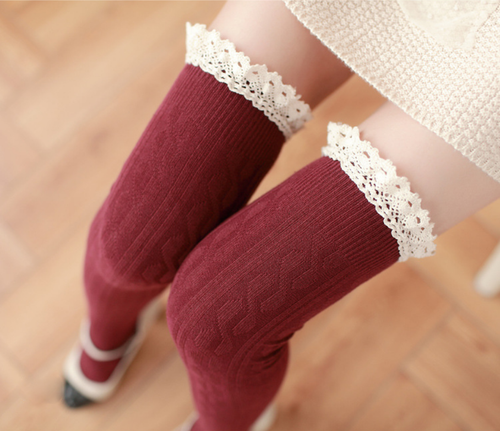 Women Ladies Knit Thigh-High Over the Knee Socks Winter Long Stockings Warm Xmas - Picture 124 of 126