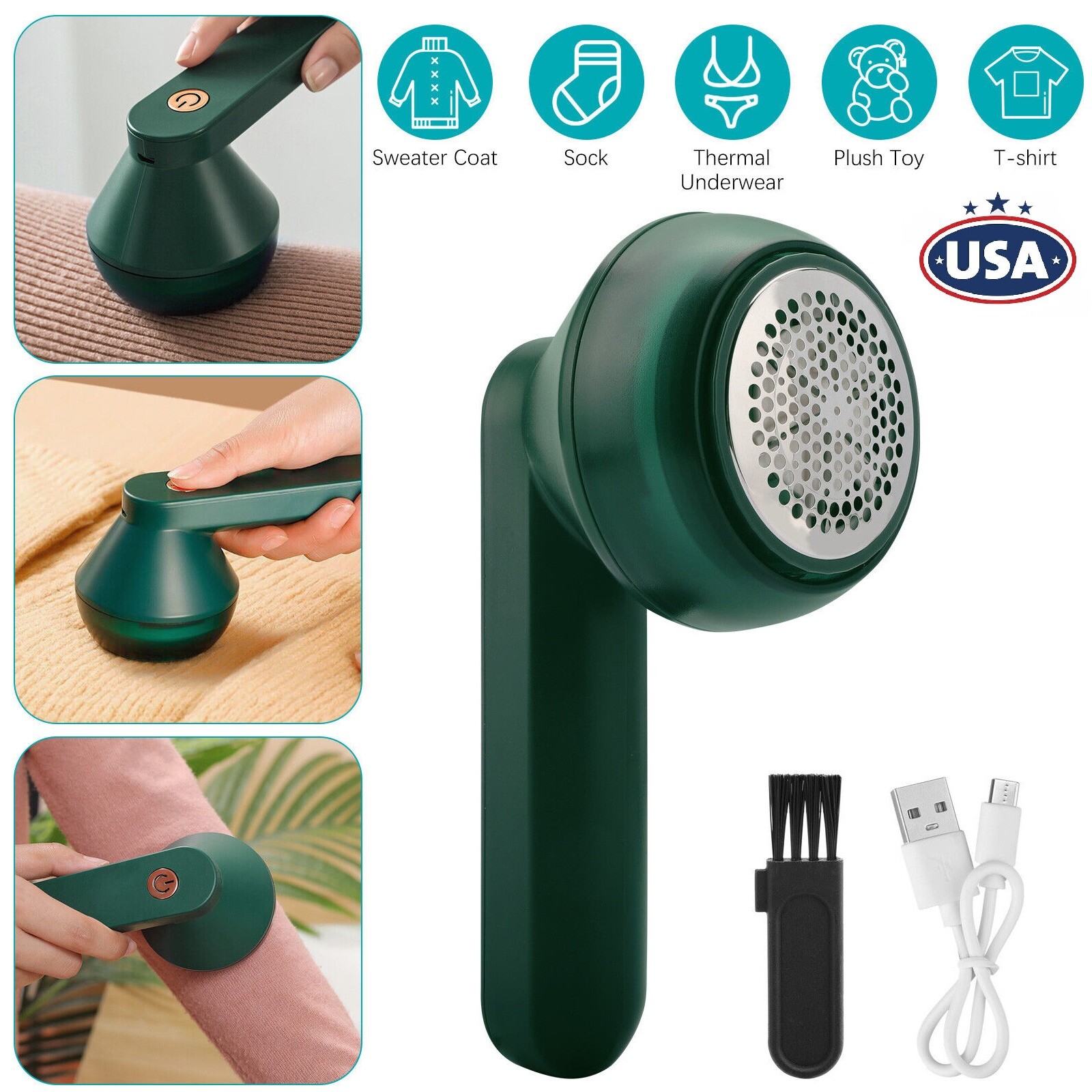 2× Electric Lint Remover Clothes Cleaner Fabric Shaver USB Rechargeable