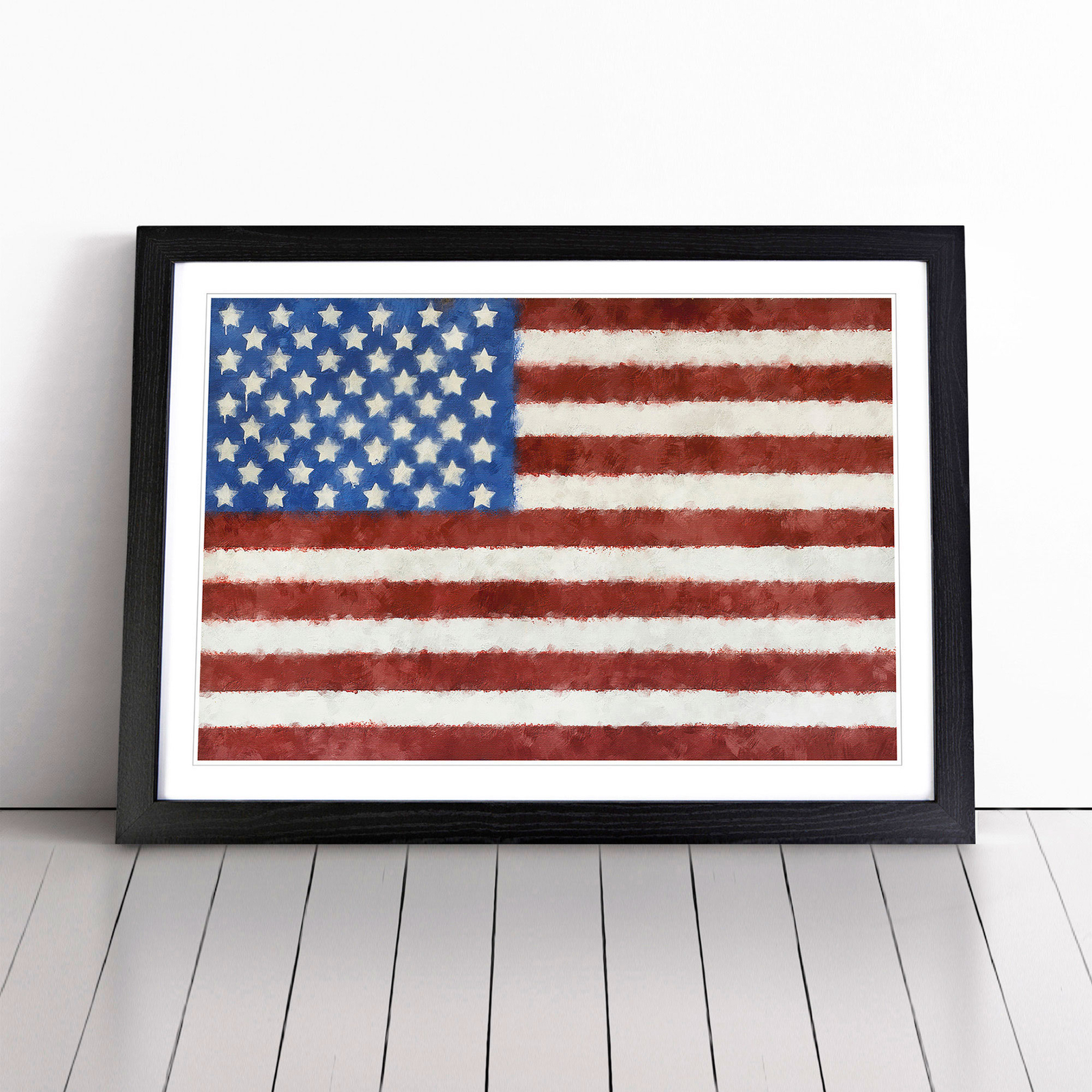 Cuadro póster impresión arte pared lienzo enmarcado bandera americana pintado, decoración del hogar