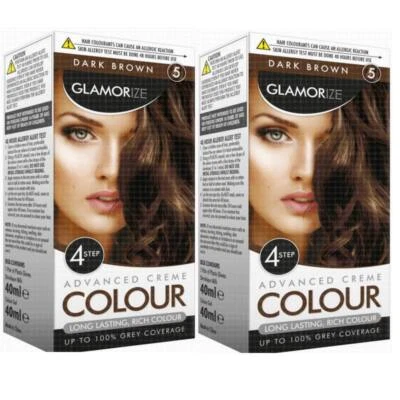 2 Pack Glamorize Dark Brown Colour Permanent Hair Dye Shade No.5 long lasting