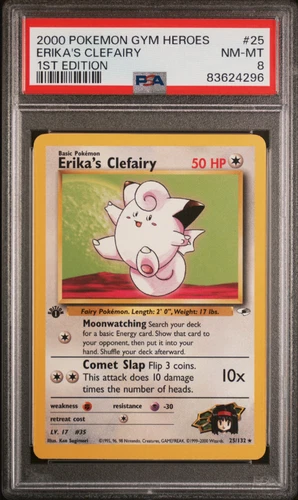 2000 Gym Heroes # 25 Erika's Clefairy 1st Edition PSA  8 NM Mint Pokemon