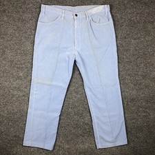 Vintage Levi's Corduroy Pants 36x26 Mens Baby Blue 80s USA Made Hemmed