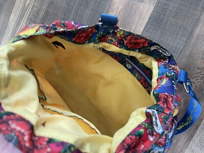 Ed Hardy Blue/Floral Nylon Tote Bag With Butterfly Charm