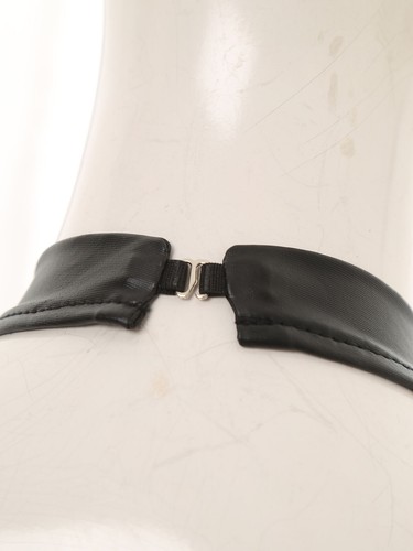Abito svasato donna pelle PU gotico punk senza maniche con slip schiena a T - Foto 13 di 23