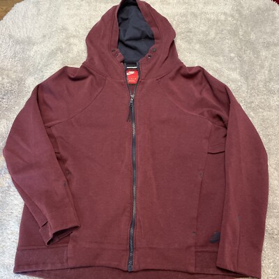 Nike Tech Fleece Hoodie Full Zip Plum Men s Size L Pre Owned Thumb Holes Warm