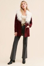 Free People Lady Lane Faux Fur Collar Jacket Size Xs New