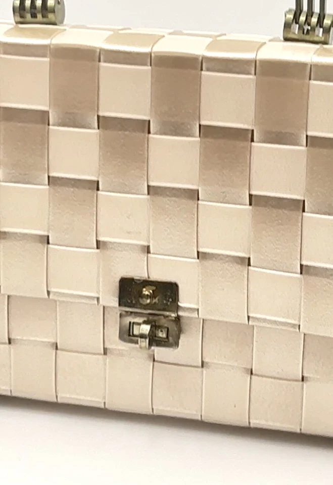 Bolso de Mano MAGID NY de Colección CAJA MONEDERO Cesta de Satén Tejido Asas Triples Foto 3 de 4