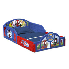 Blue Spiderman His Amazing Friends Sleep Play Toddler Bed Built-In Guardrails