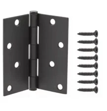 4" Door Hinge with Square Corner in Matte Black ( 6 - Pack)