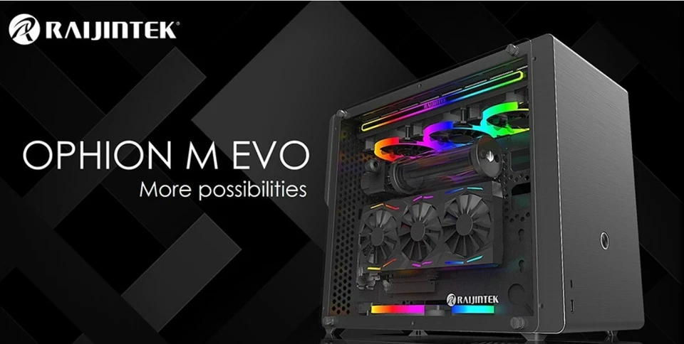 Raijintek OPHION M EVO Tempered Glass Aluminum Micro-ATX Black Chassis PC Case - Image 2 of 4
