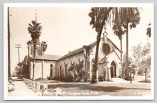 Real Photo Postcard St Augustine FL Trinity Parish Church Goodyear Bar Sign RPPC