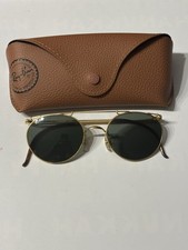 Ray Ban B L Vintage W1761 Deco Metals Round Arista Sunglasses