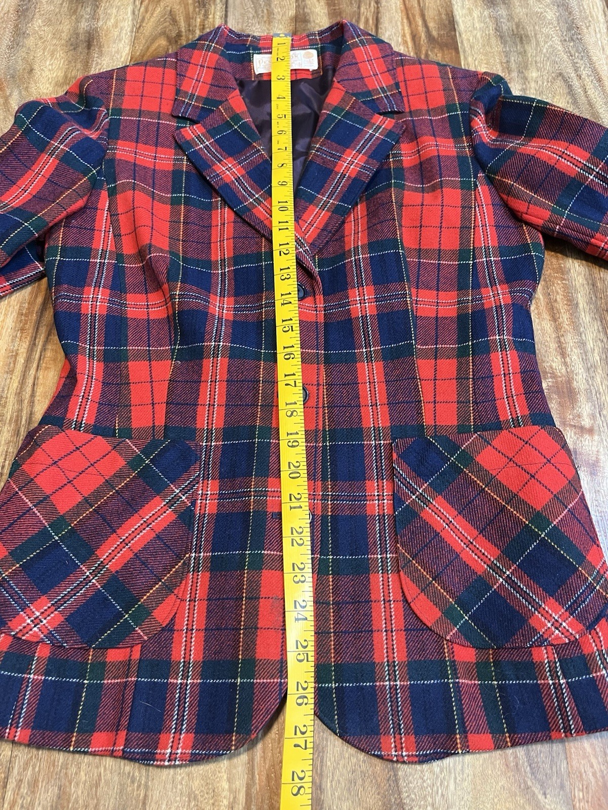 VTG Pendleton Red Checkered Wool Jacket Size 12 M… - image 6