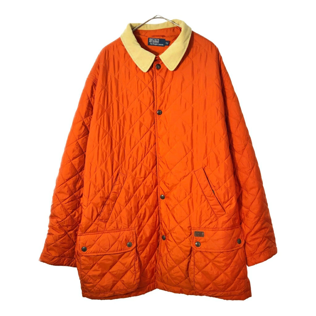 Polo Ralph Lauren Quilted Jacket XXL Orange Polyester Vintage Used