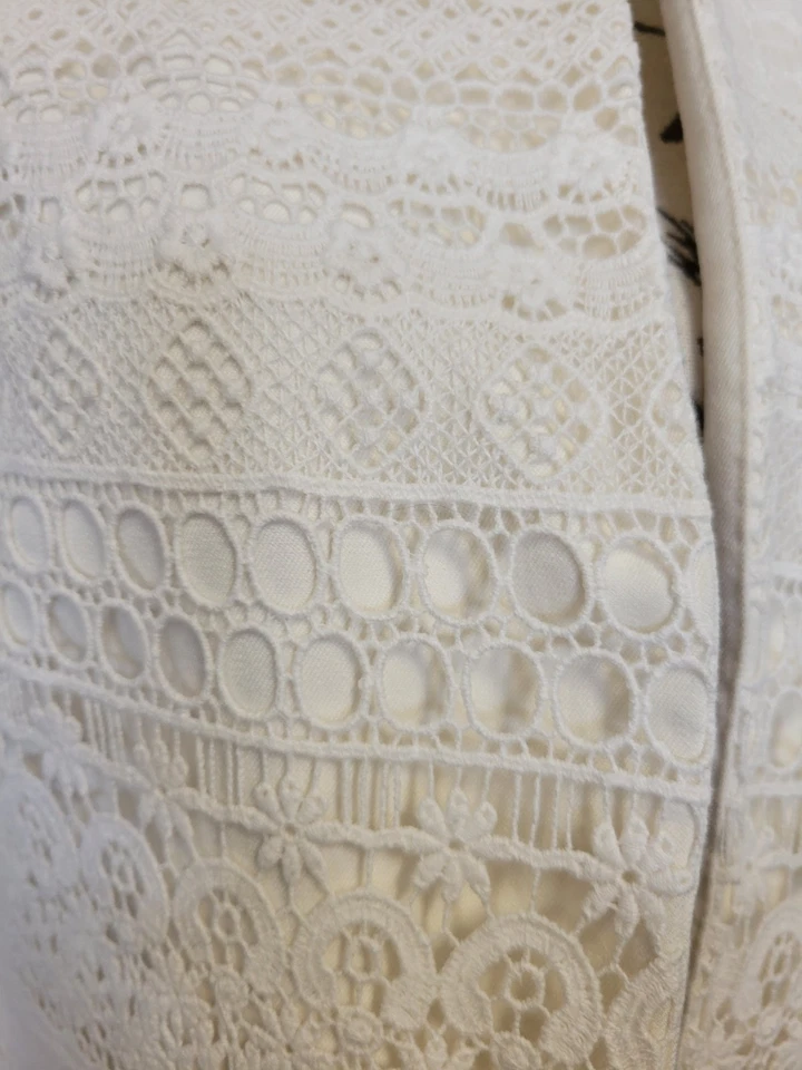 Кремовый блейзер H&M вязаный крючком с открытой передней частью размер 6 - Изображение 2 из 4