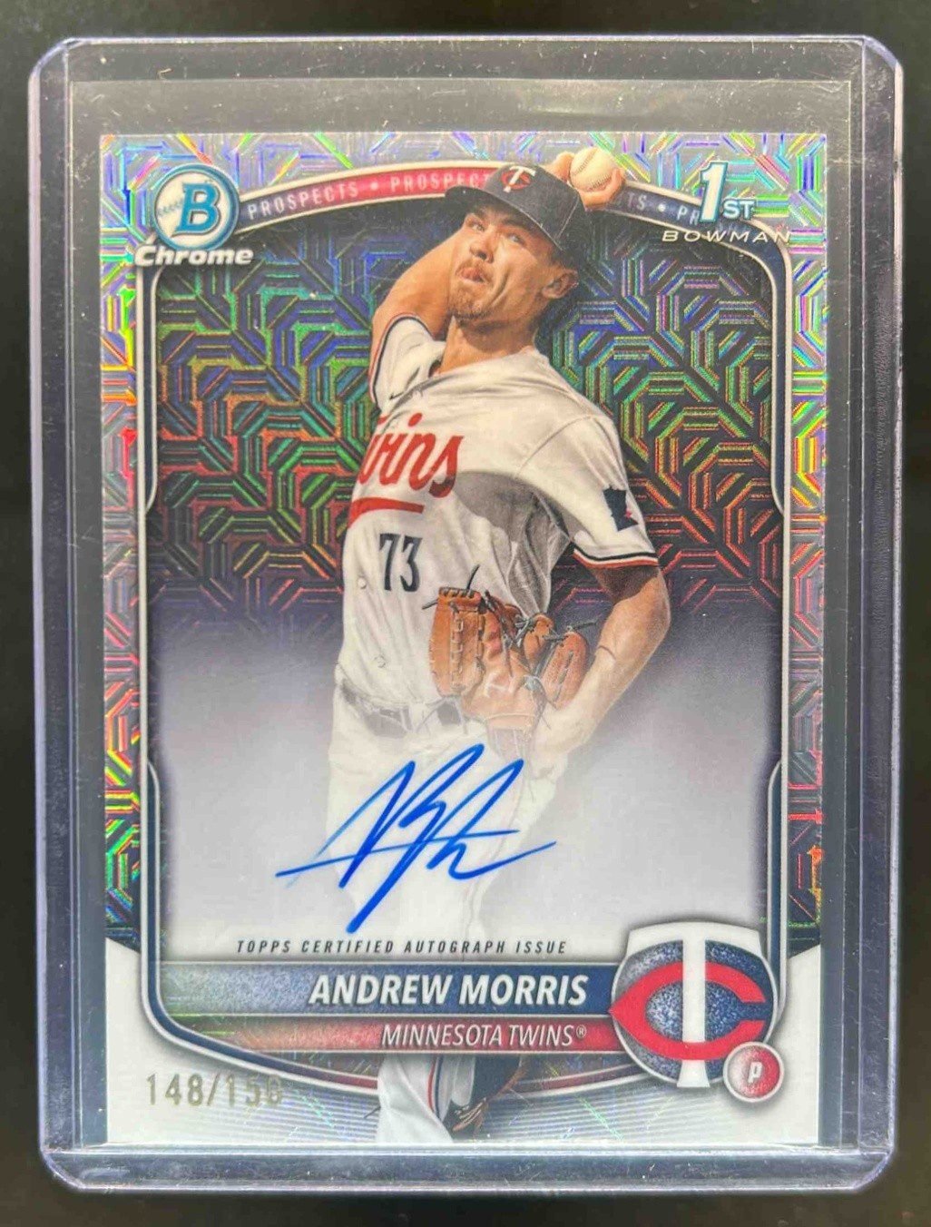2025 Bowman Andrew Morris Chrome Auto HTA Choice Refractor 1st Prospect #148/150